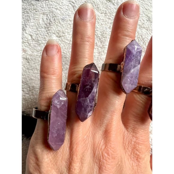 Crown Chakra Amethyst Tower Ring 5 6 7 8 9 - Picture 4 of 5